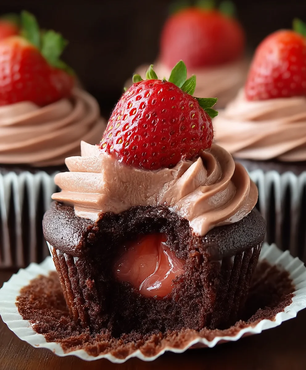 Delicious Chocolate Strawberry Cupcakes - Easy Recipe