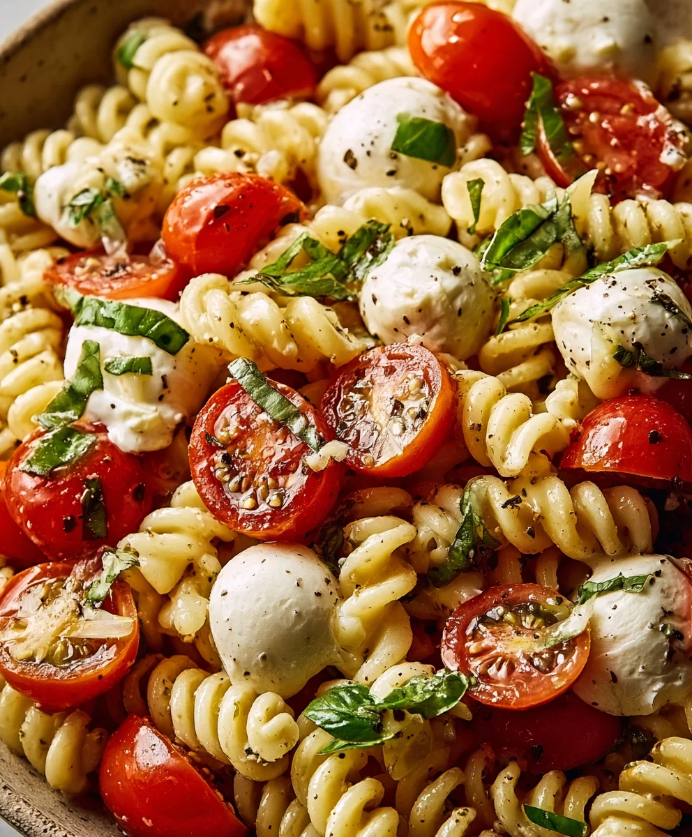 Creamy Caprese Pasta Salad-Fresh Italian Flavors