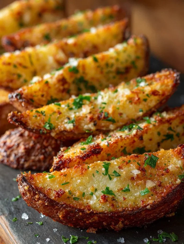 Crispy Baked Garlic Parmesan Potato Wedges