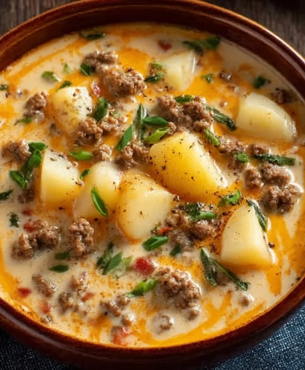 Cheesy Beef Beef Hamburger Potato Soup Recipe