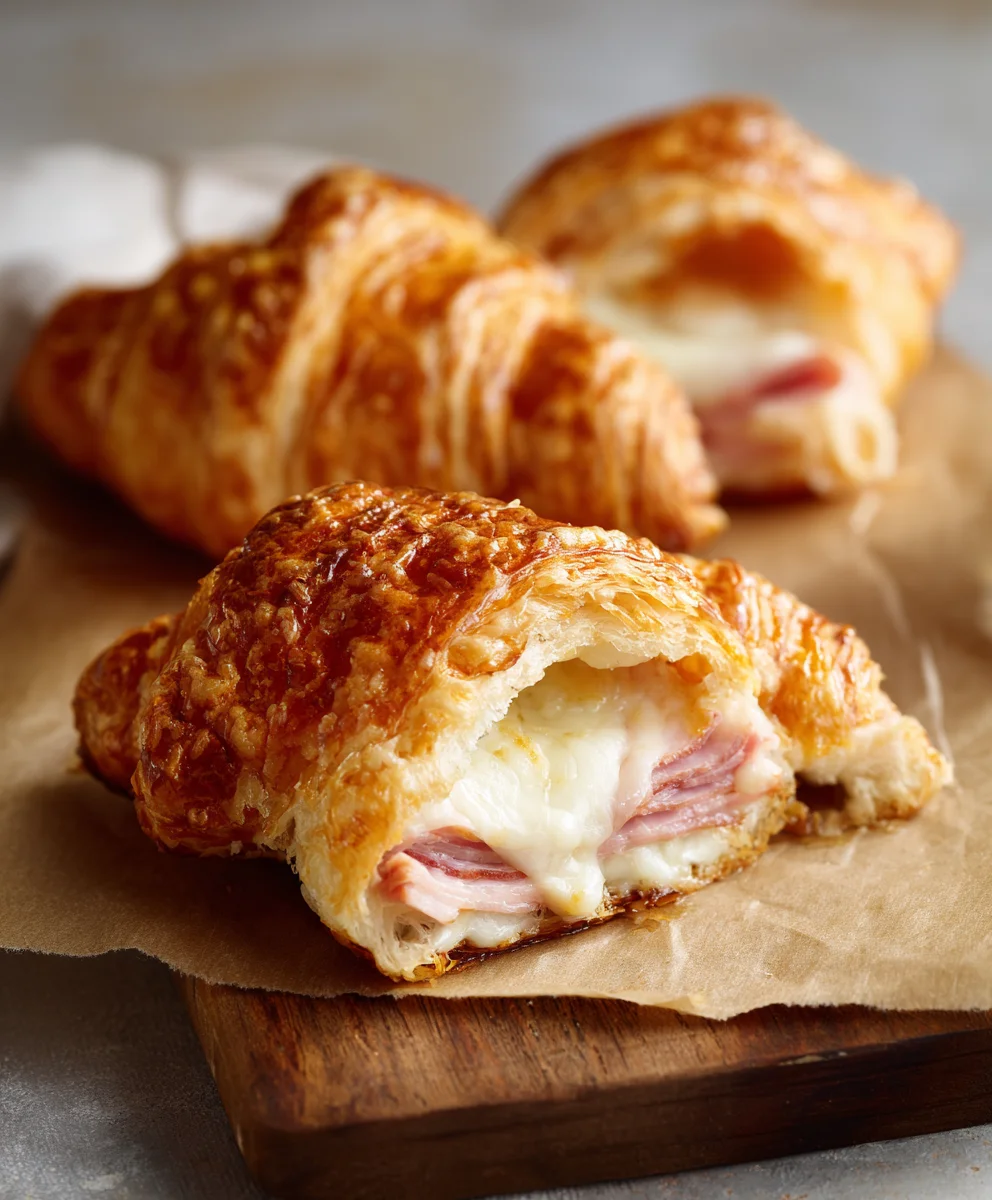 Baked Beef Beef Ham Cheese Croissants- Easy Recipe