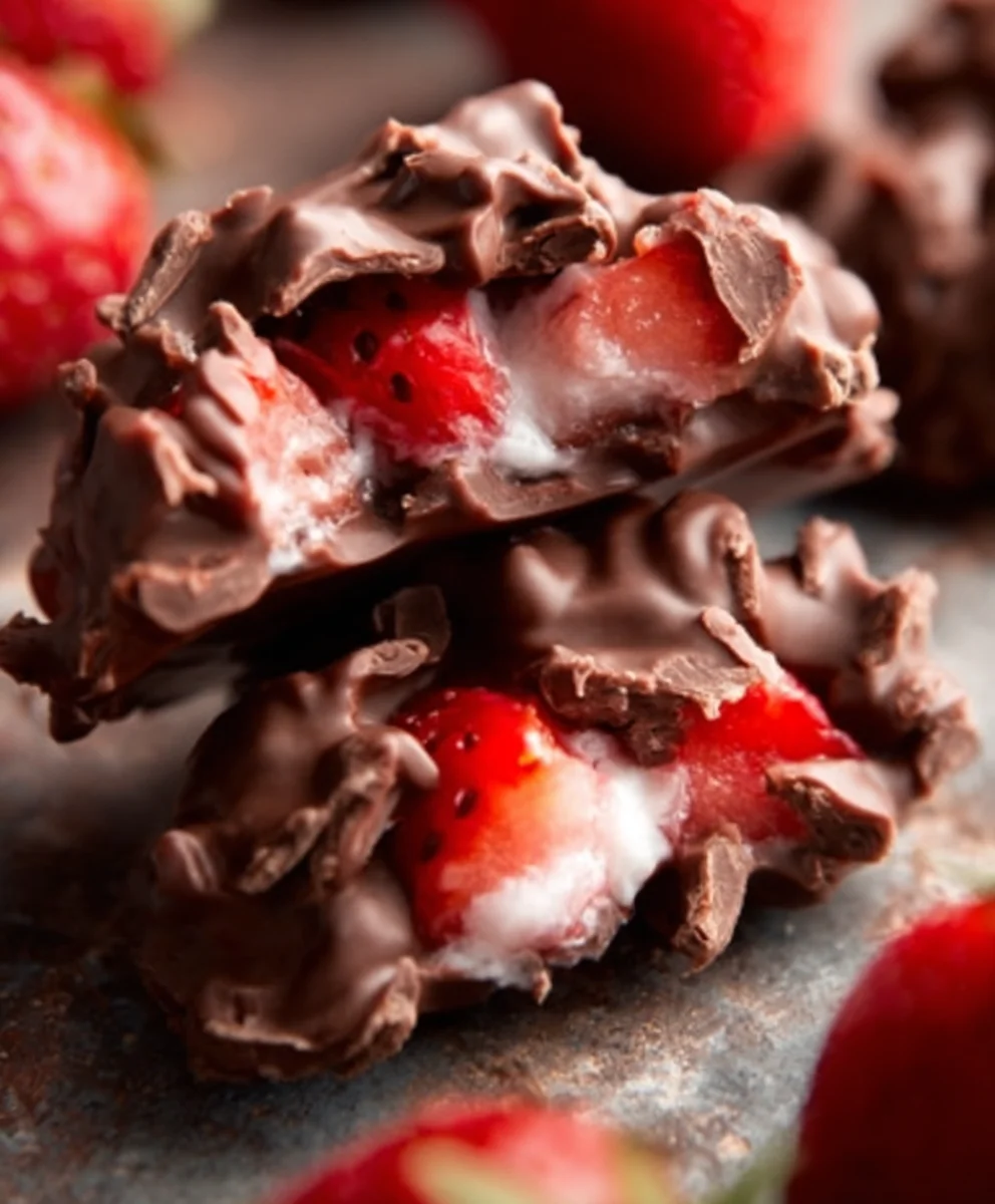 Viral Chocolate Strawberry Yogurt Clusters-Easy Treat