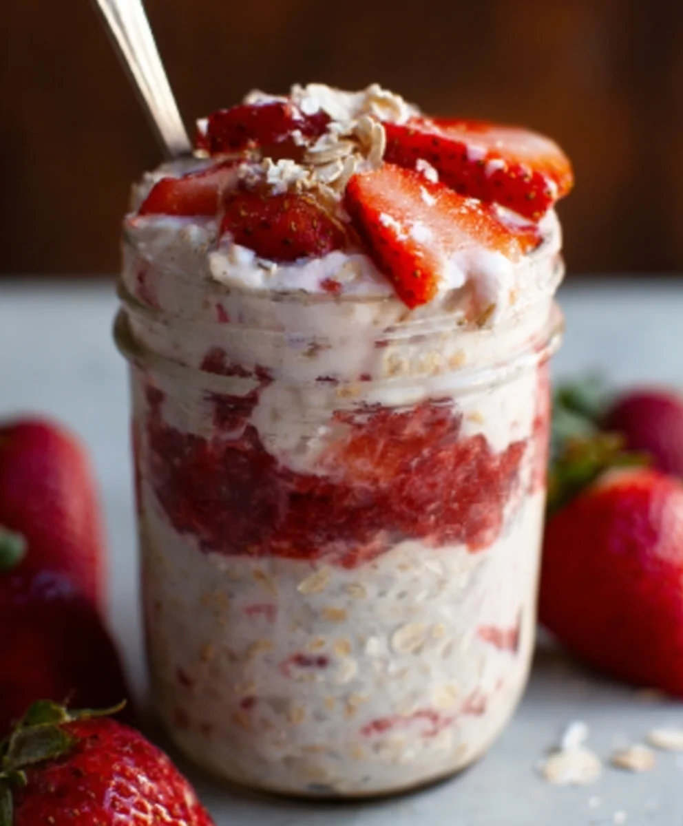 Strawberry Cheesecake Overnight Oats Easy Recipe