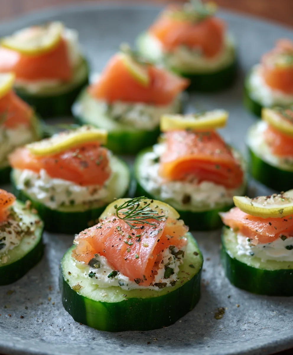 Smoked Salmon Cucumber Bites- Easy Appetizer