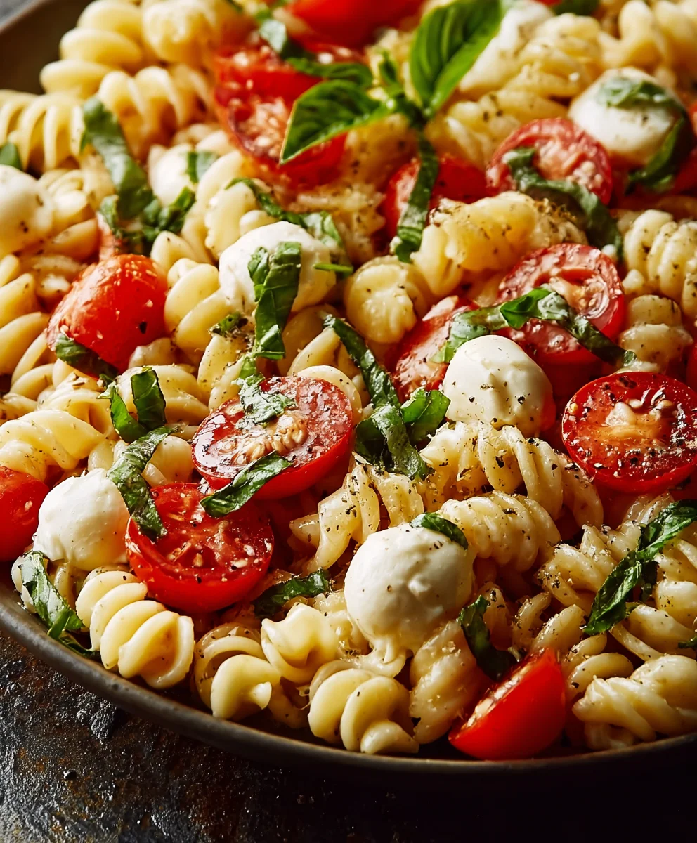 Creamy Caprese Pasta Salad-Fresh Italian Flavors