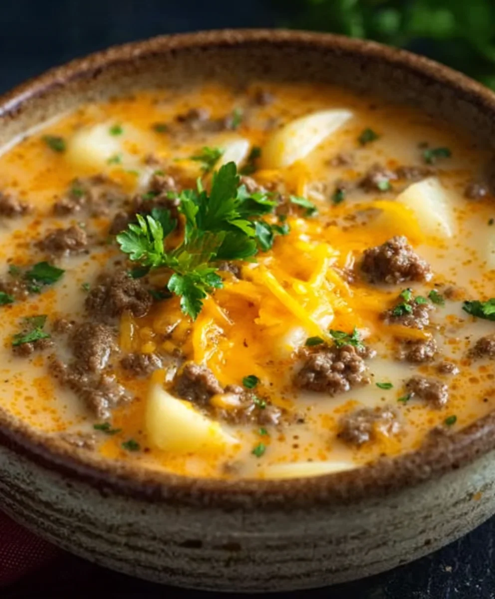 Cheesy Beef Beef Hamburger Potato Soup Recipe
