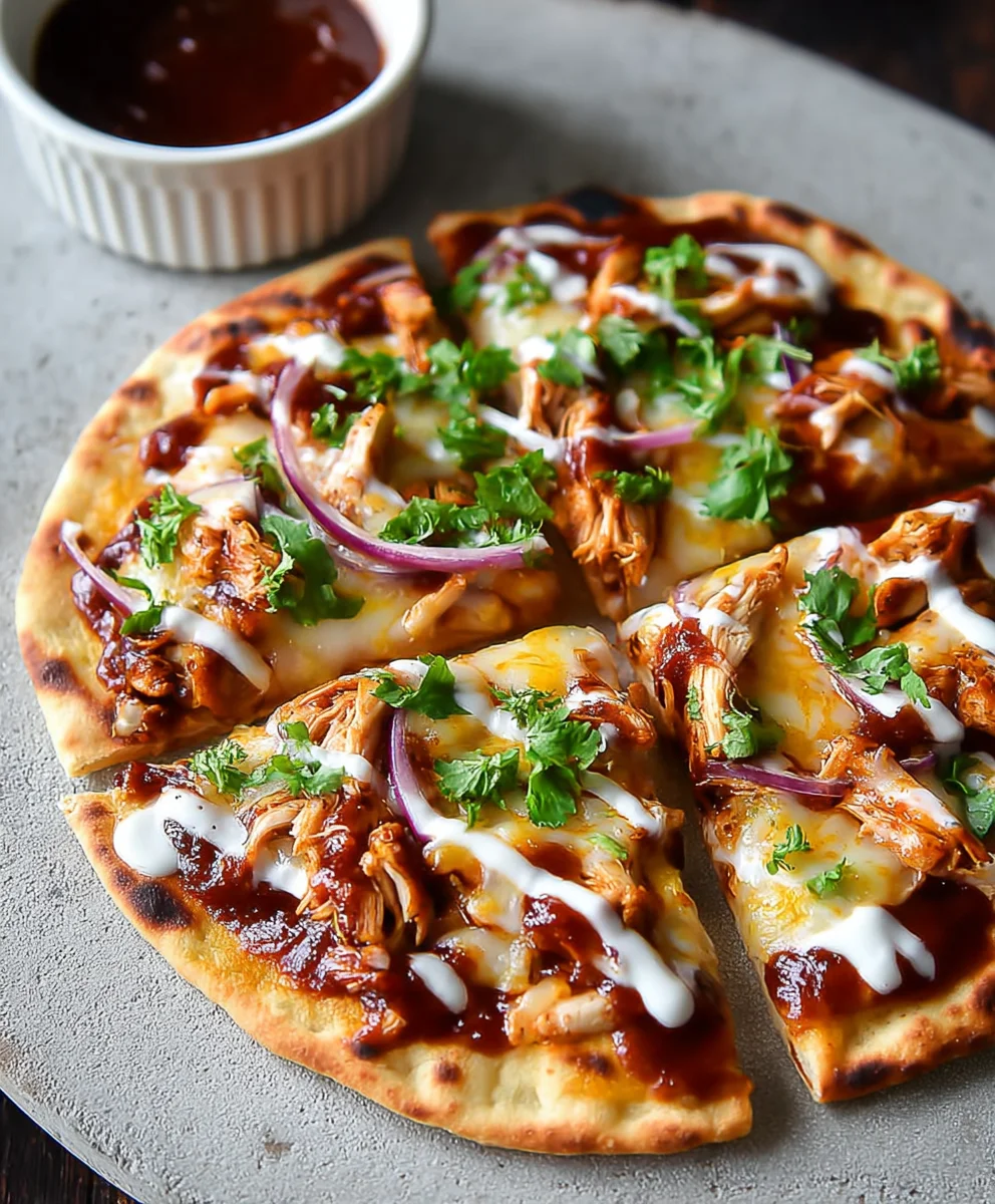 Easy BBQ Chicken Naan Pizza-Quick Family Dinner