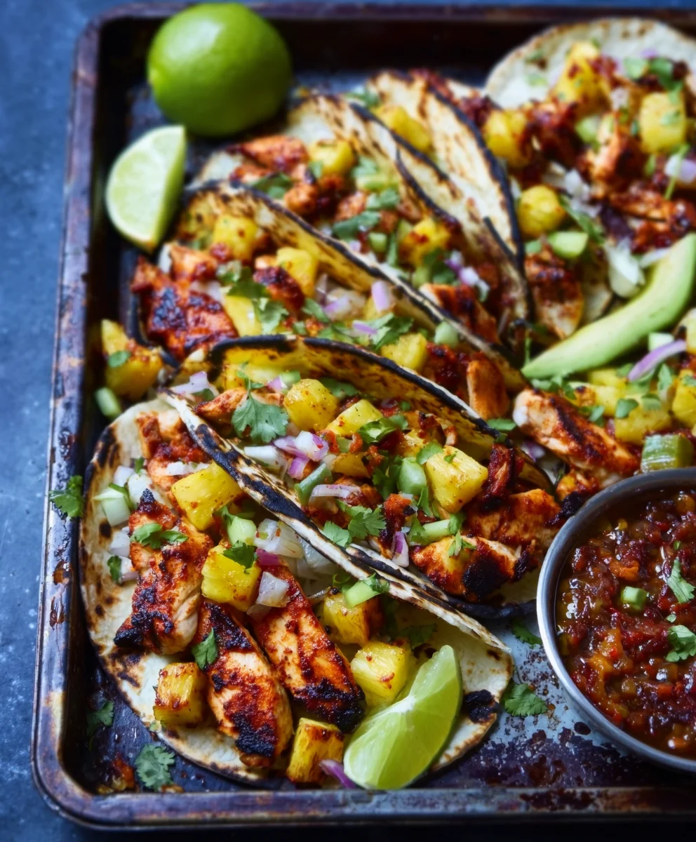 Easy One Pan Chicken Pineapple Tacos Recipe