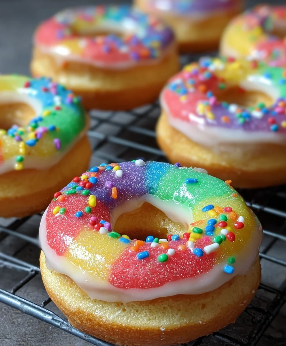 Mini Rainbow Vanilla Bean Donuts - A Sweet Treat