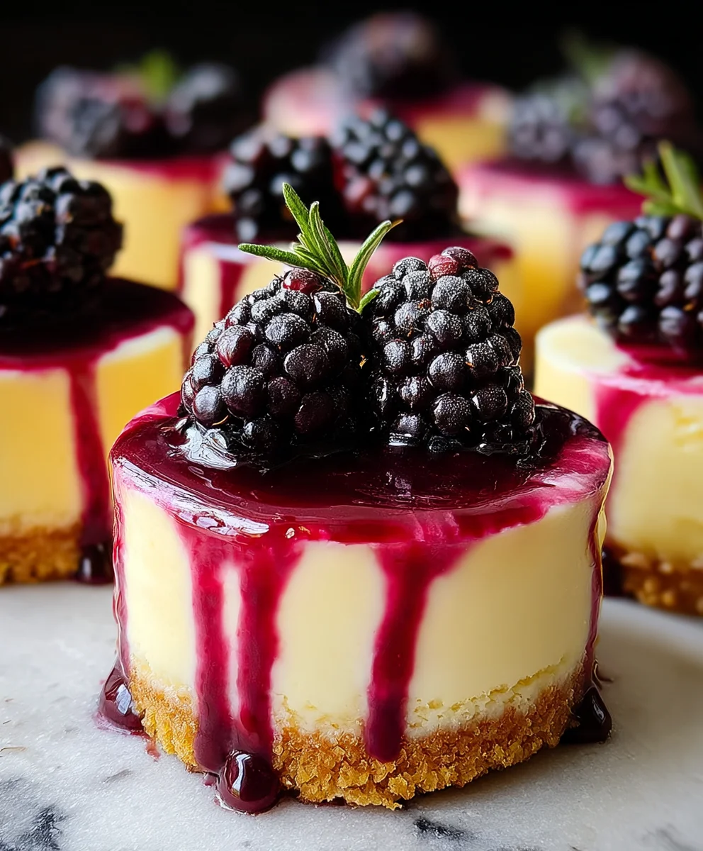 Lemon Raspberry Blackberry Mini Cheesecakes - Easy Recipe