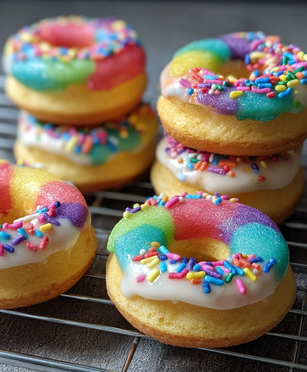 Mini Rainbow Vanilla Bean Donuts - A Sweet Treat