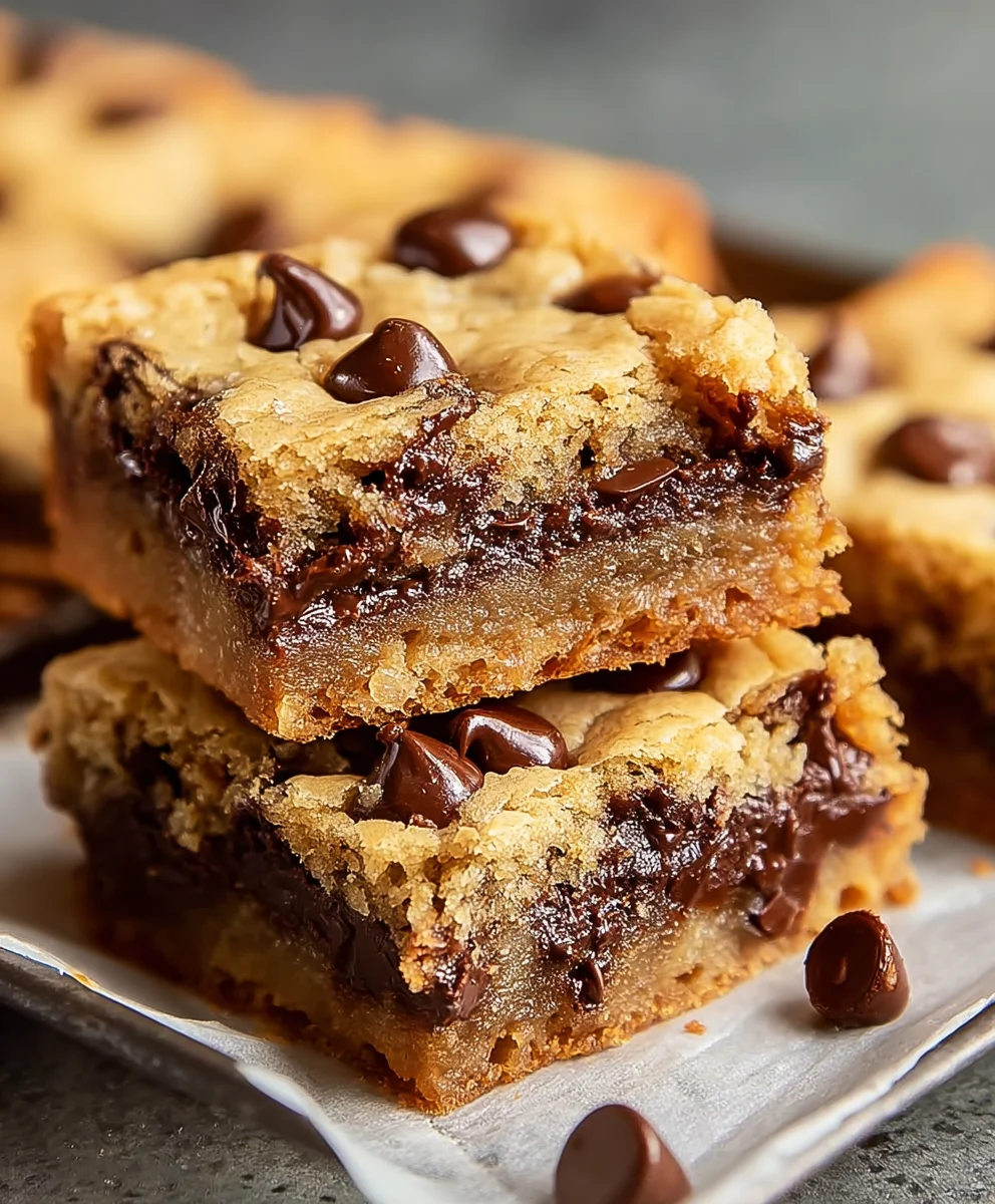 Gooey Chocolate Chip Cookie Bars- Easy Dessert Recipe