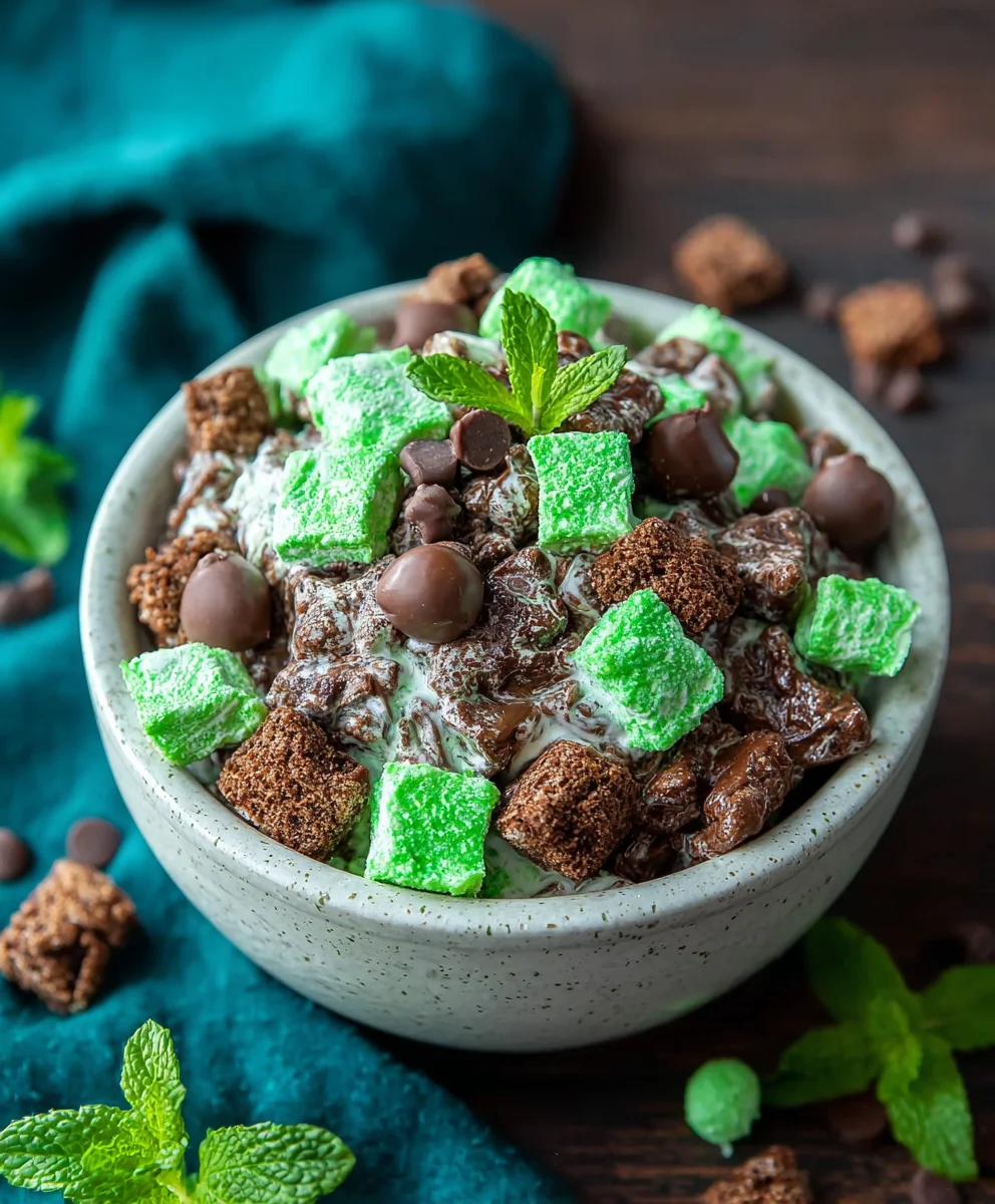 Mint Chocolate Muddy Buddy-Easy No-Bake Treat