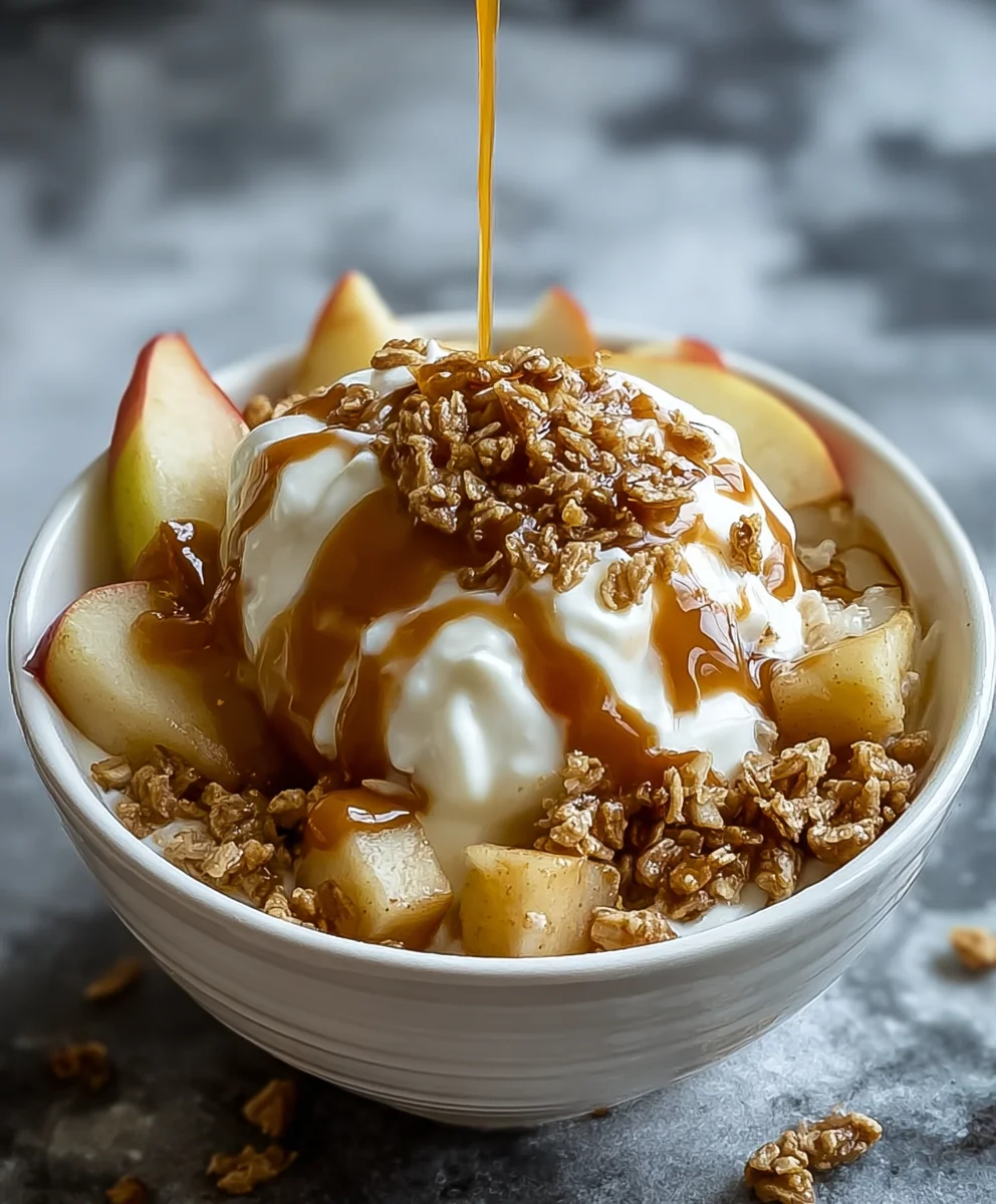 Caramel Apple Pie Yogurt Bowl-Easy Healthy Dessert