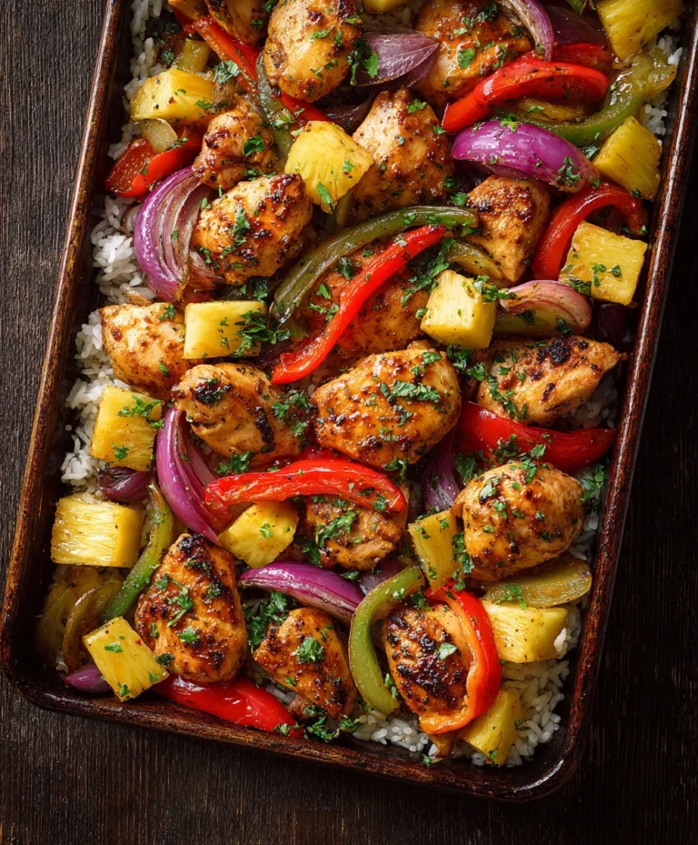 Easy Hawaiian Chicken Sheet Pan Dinner