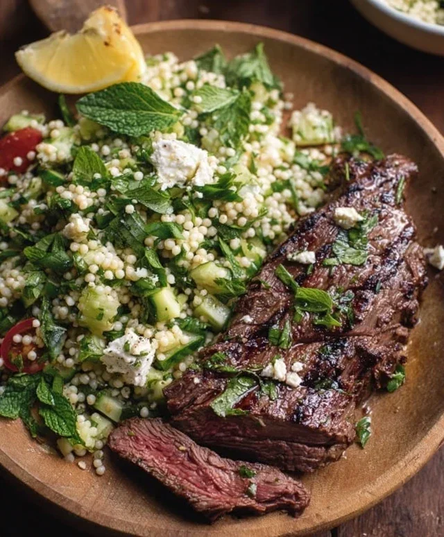 Grilled Skirt Steak with Lemon Herb Couscous Salad