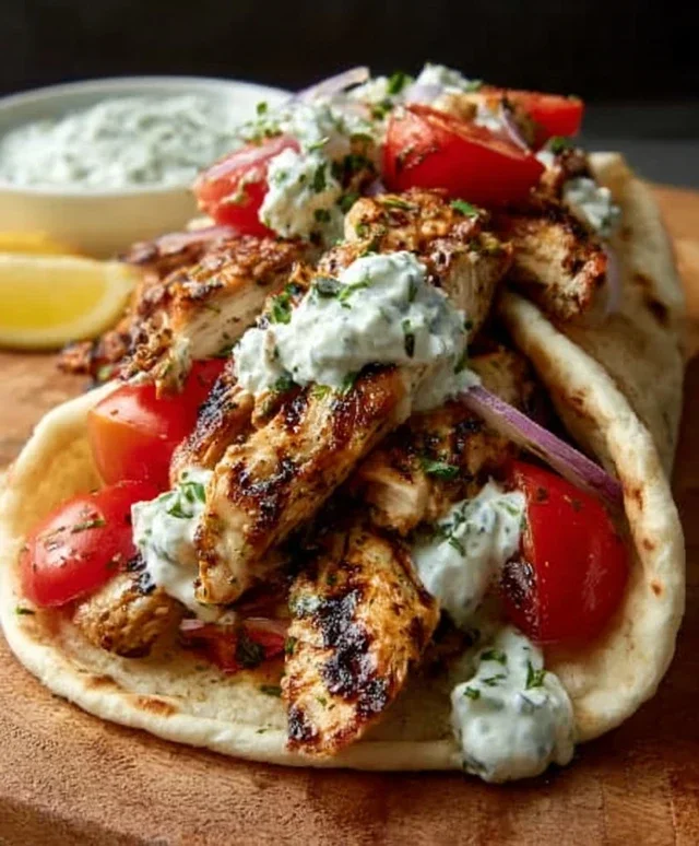 Greek Chicken Gyros with Lemon-Herb Marinade and Tzatziki
