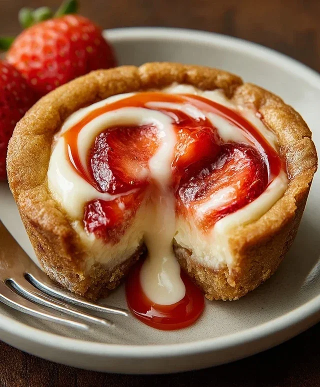 Strawberry Swirl Cheesecake Cookie Cups