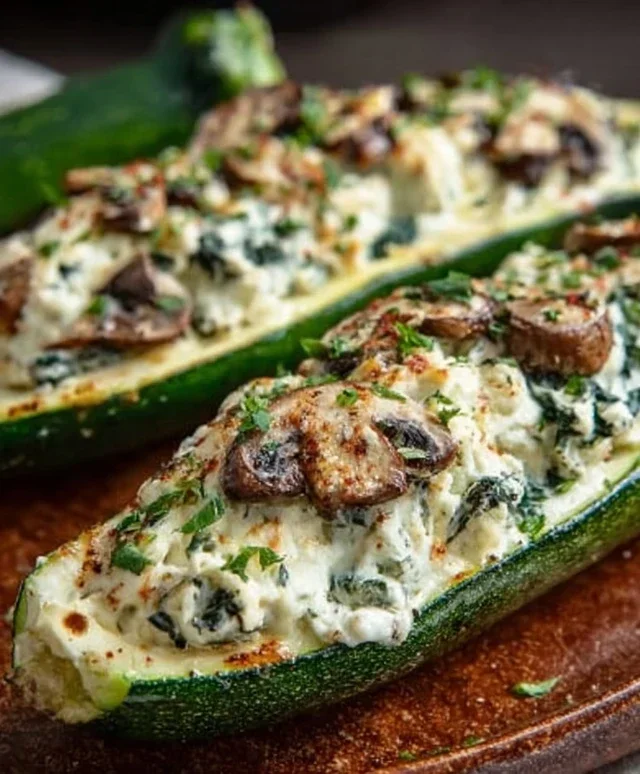 Spinach, Mushroom, and Ricotta Stuffed Zucchini Boats Recipe