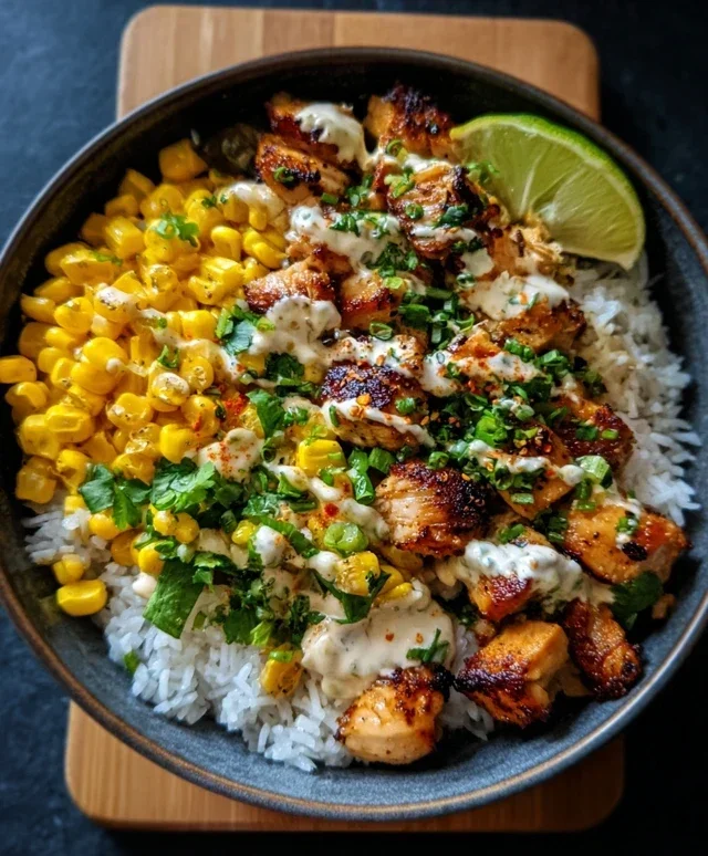 Street Corn Chicken Rice Bowl