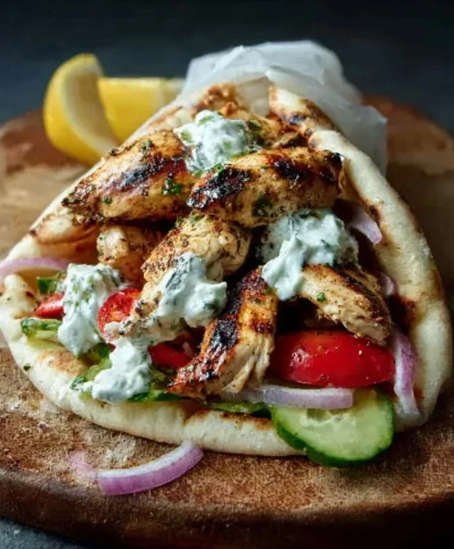 Greek Chicken Gyros with Lemon-Herb Marinade and Tzatziki