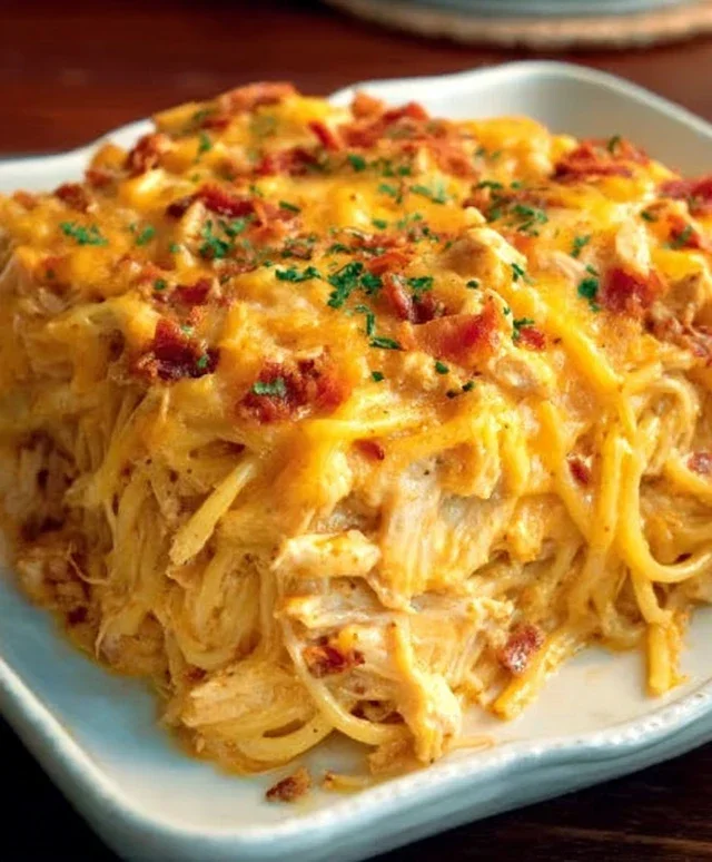 Spicy Southern Cheesy Chicken Spaghetti Casserole