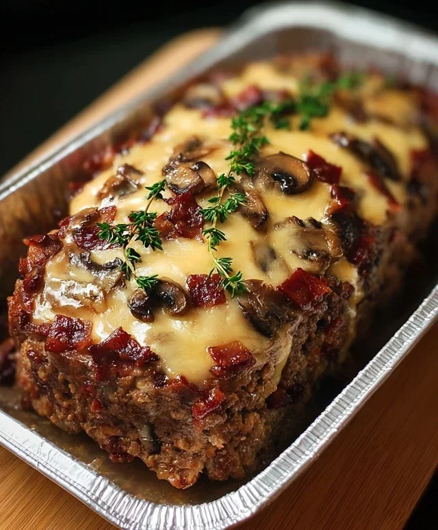 Beef Beef Bacon Mushroom Swiss Meatloaf