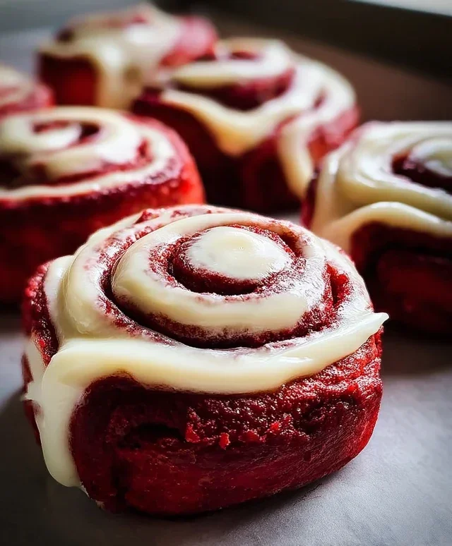 Red Velvet Cinnamon Rolls with Cream Cheese Icing
