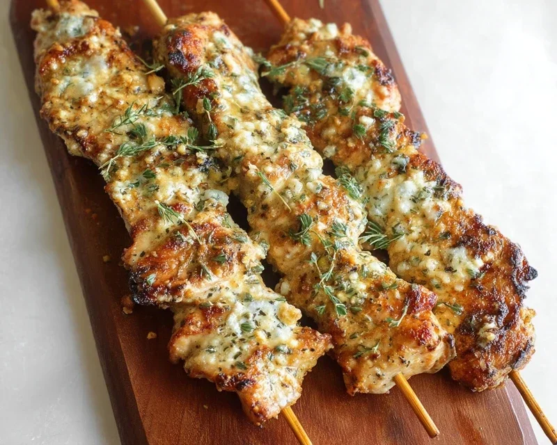 Garlic Parmesan Chicken Skewers