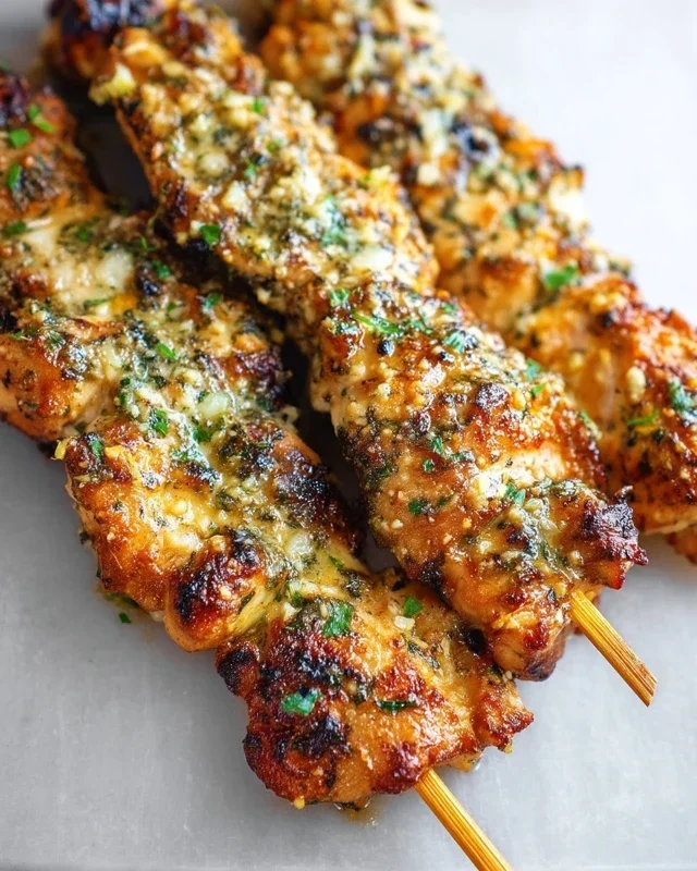 Garlic Parmesan Chicken Skewers