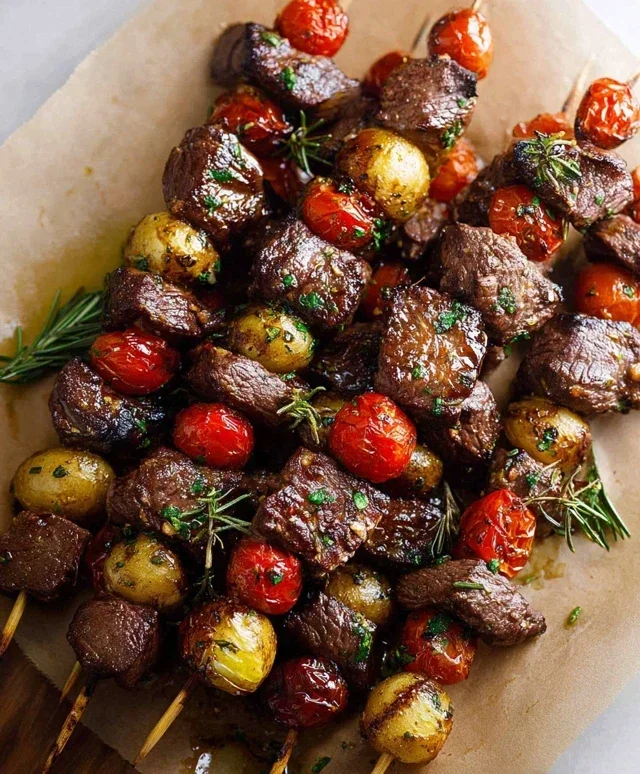 Rosemary Garlic Steak Kebabs