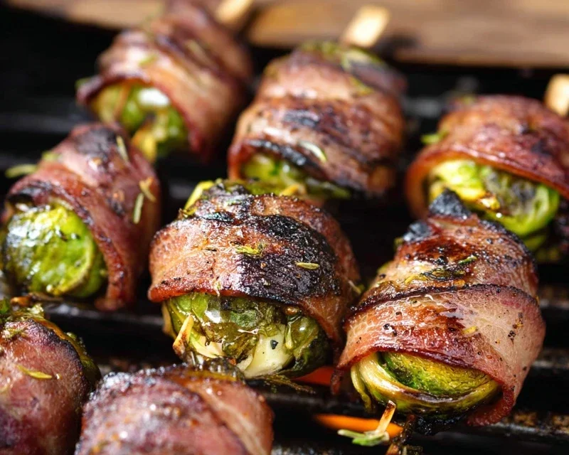 Grilled Beef Beef Bacon Wrapped Brussels Sprouts
