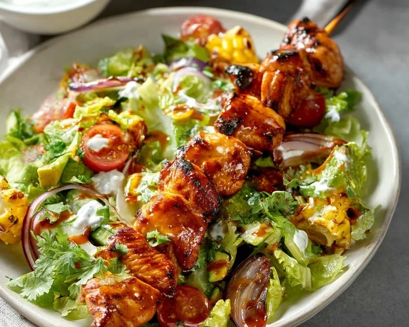 BBQ Chicken Skewer Salad