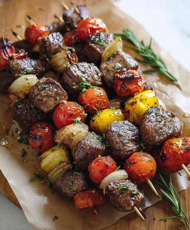 Rosemary Garlic Steak Kebabs