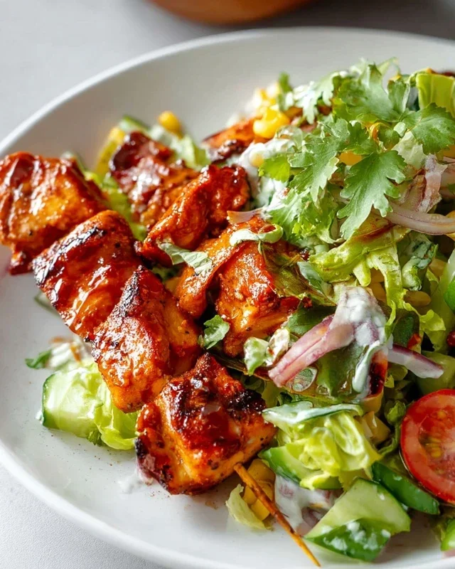 BBQ Chicken Skewer Salad