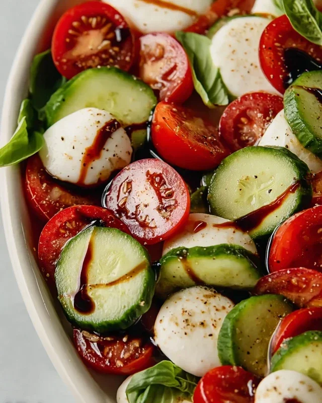 Fresh Cucumber Caprese Salad