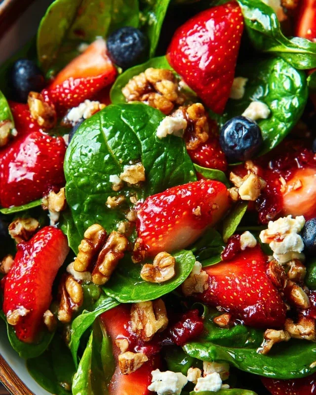Berry Spinach Salad with Blueberries and Raspberries