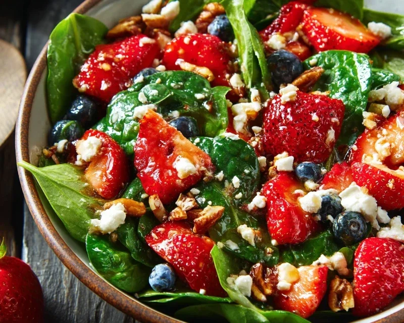 Berry Spinach Salad with Blueberries and Raspberries