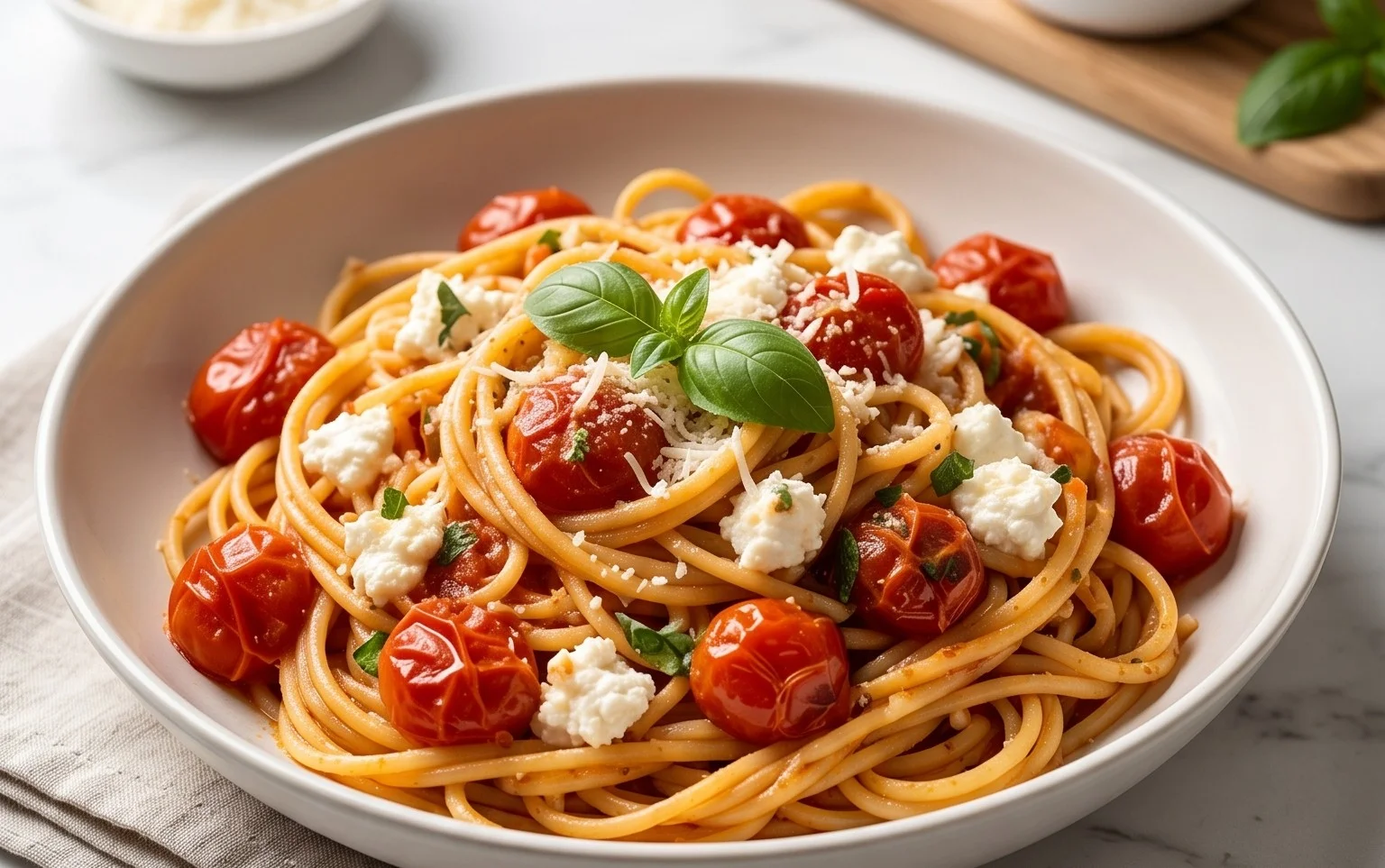 Roasted Tomato and Garlic Ricotta Pasta