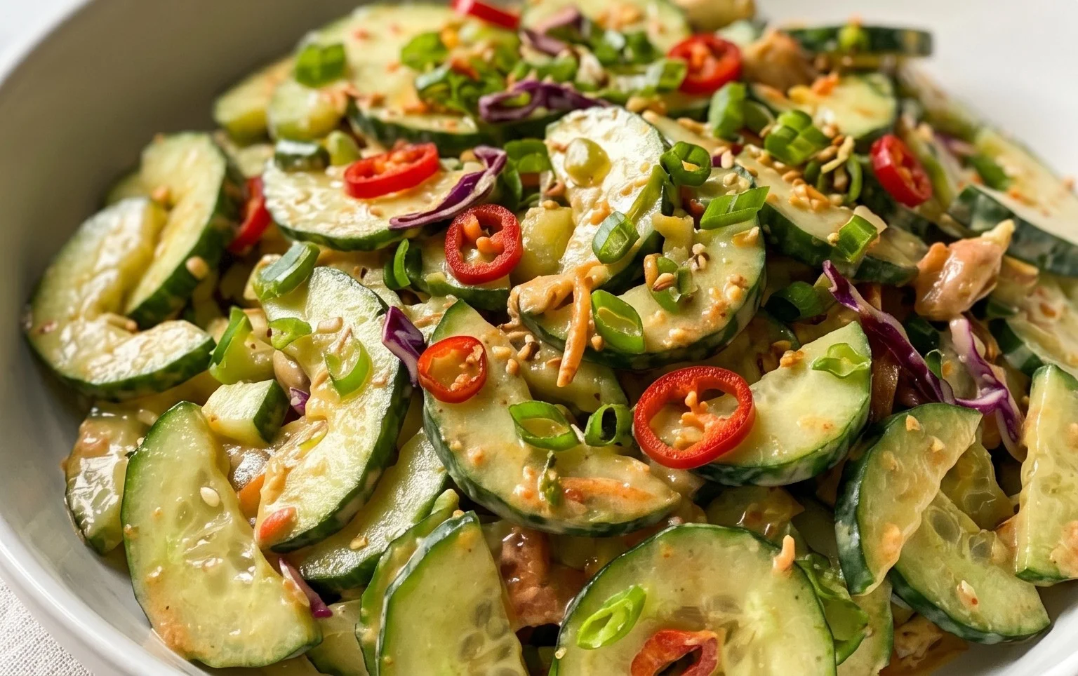 Creamy Asian Cucumber Salad Bowl