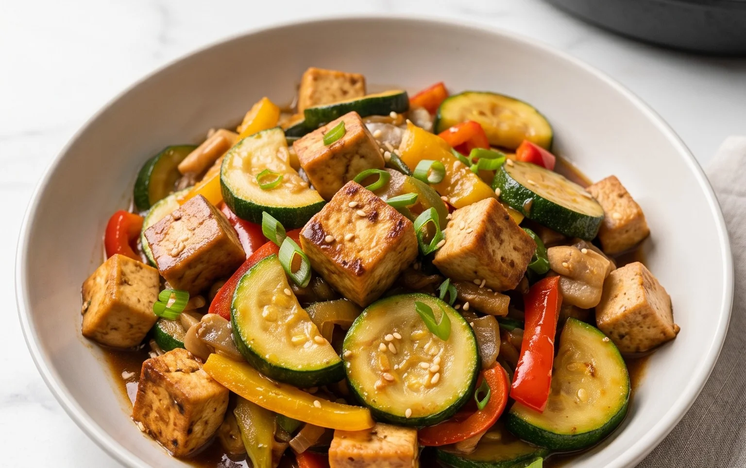 Zucchini Stir Fry With Tofu (Vegan)