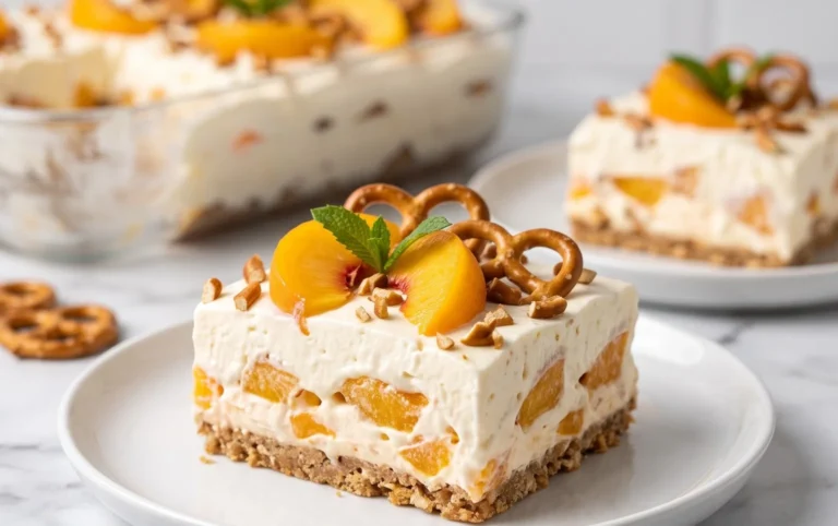 Peach Pretzel Salad Dessert