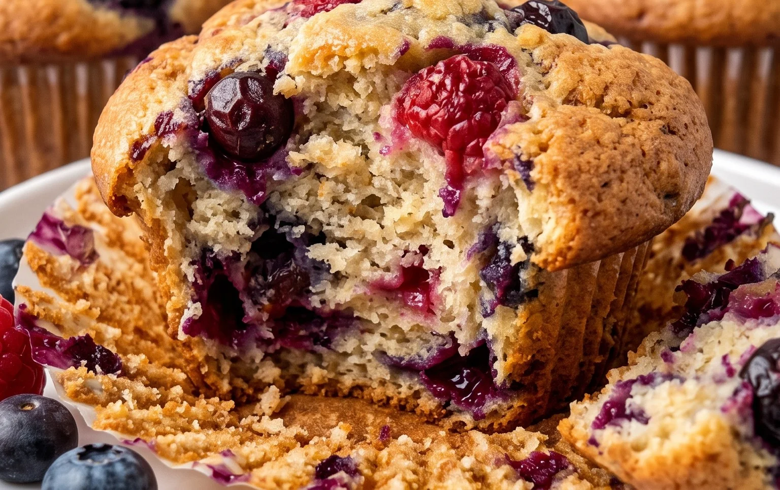 Bakery Style Mixed Berry Muffins | with Frozen Berries