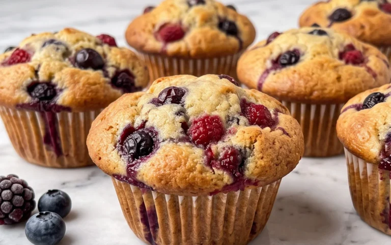 Bakery Style Mixed Berry Muffins | with Frozen Berries