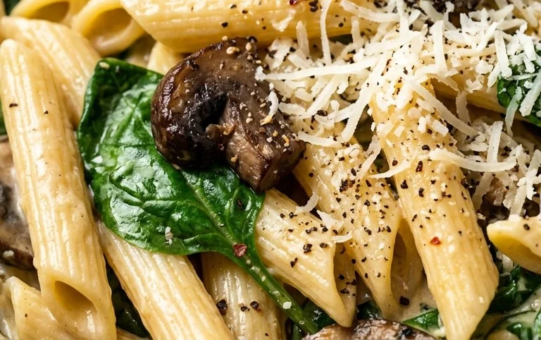 Parmesan Spinach Mushroom Pasta Skillet