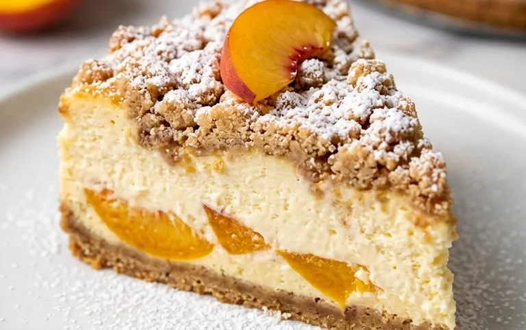 Peach Cream Cheese Cake with Streusel Topping