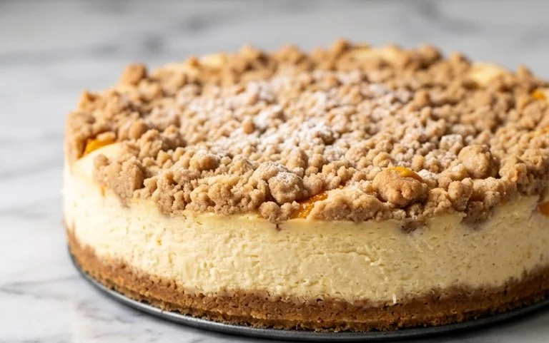Peach Cream Cheese Cake with Streusel Topping
