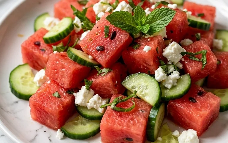 Watermelon Salad with Cucumber and Feta