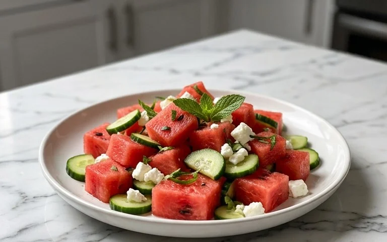 Watermelon Salad with Cucumber and Feta
