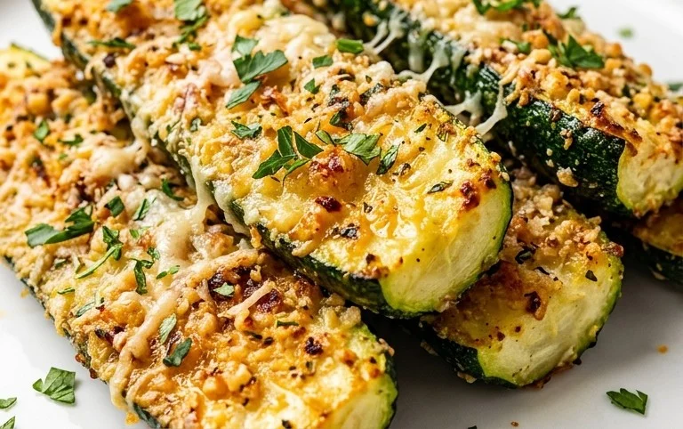 Irresistibly Crunchy Garlic Parmesan Roasted Zucchini
